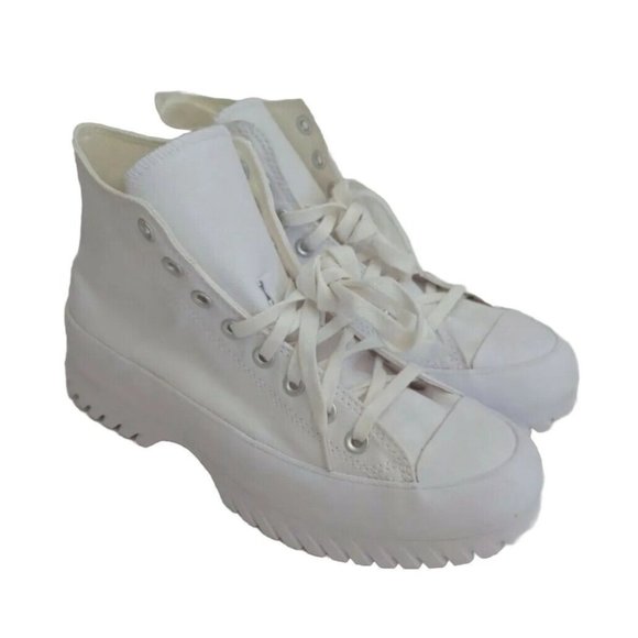 Converse Chuck Taylor All Star Lugged 2.0 High White Platform Sneakers M 8/W 10 - Picture 1 of 5